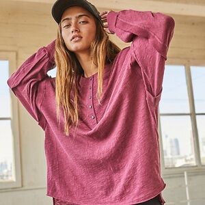 Free People Movement One Up Pink Long-Sleeve Top